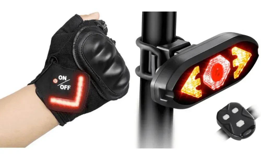 Biking Gloves and Bike Tail Light with Turn Signals